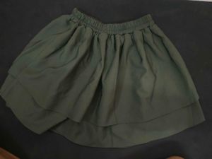 Premium Quality Olive Green Tiered Mini Skirt
