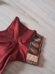 Green Saree with Embroidered Blouse