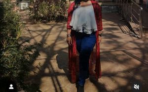 Circular Layered Sleeveless Top With Red Shrug