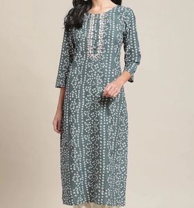 Elegant Grey Printed Kurta