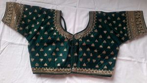 Emerald Green Embellished Saree Blouse
