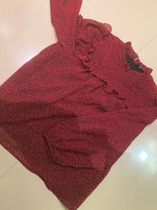 Chic Red Animal Print Top