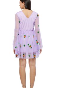 Lavender Floral Embroidered Tulle Dress