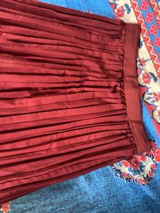 Burgundy Pleated Skirt