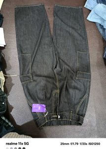 Y2K Style Dark Wash Cargo Jeans