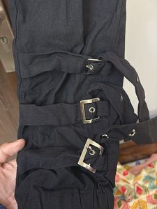 Black Cargo Pants with Straps and buckles