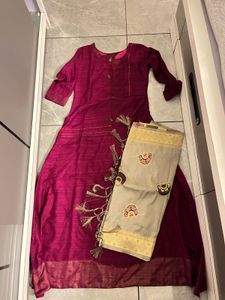 Elegant Maroon Anarkali Suit Set