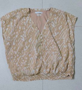 Reserved Beige Animal Print Top