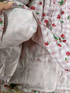 Girls Lavender Lolita Cherry Checkered Dress