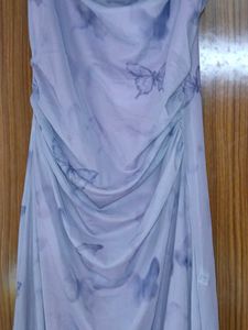 Butterfly Print Ruched Midi Dress