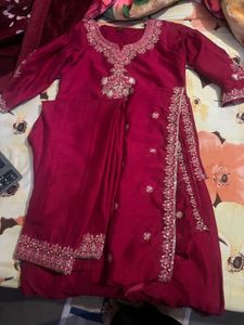 Elegant Maroon Embroidered Salwar Suit