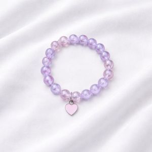 Purple Beaded Heart Bracelet