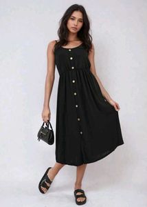 Zara branded Black Button-Down Midi Dress