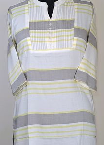 Brand New Short Kurti- White With Stripes