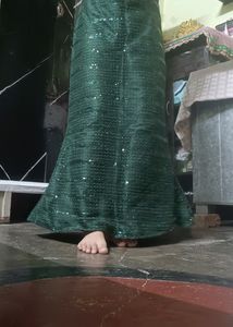 Green Full Sequence Gown Long Sleeves