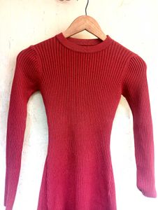 Korean Maroon Bodycon Dress (Women)