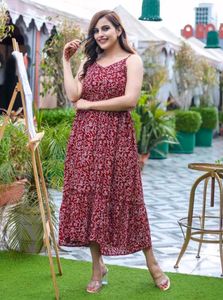 Maroon Printed Dress