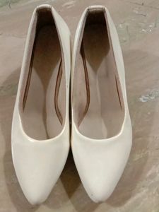 Ivory Heels with Clear Block Heel