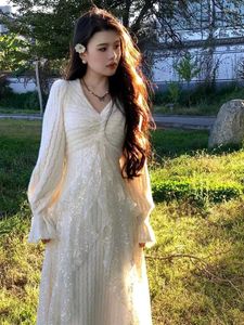 korean fur White Dress
