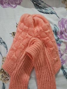 Cute Pink Hat &amp; Scarf Set