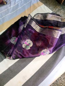 Purple Colour Saree 2 Ya 3 Time Wear Only