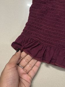 Burgundy Smocked Tube Top