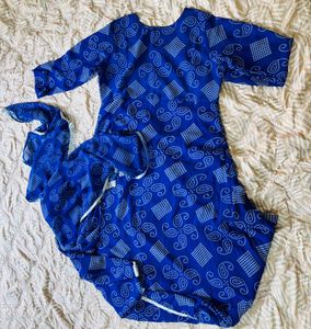Blue Printed Kurta Set
