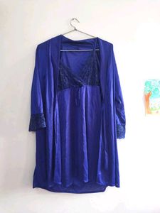 Lace Trim Nightie with robe