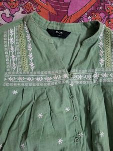 Elegant Green Embroidered Top