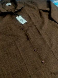 Rare Chocolate Browm Imported Linen Brand Shirt