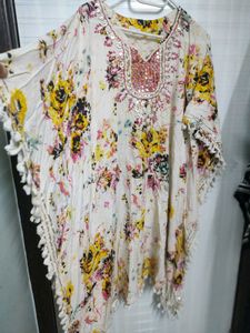 Floral Print Embellished Kaftan