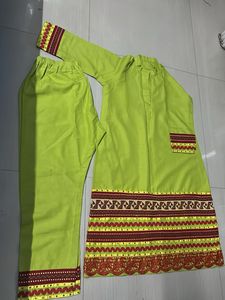 Lime Green Embroidered Kurta Pant Set
