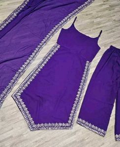 Purple Embroidered Kurta Set