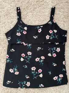 Black Floral Print Cami Top