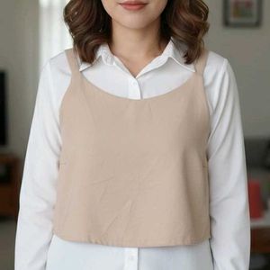 Casual Beige Crop Tank Top