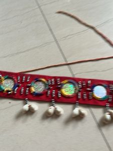 Red Mirror &amp; Shell Navratri Belt