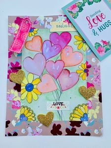 Valentine Celebration -Watercolor Painted Heart Card (Laminated)
