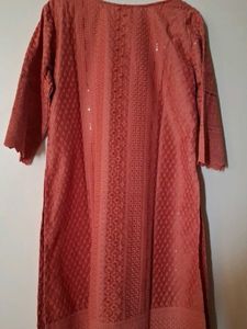 Elegant Peach Embroidered Kurti