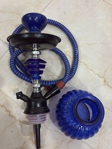 Blue Hookah And Glass Smoking Pipe