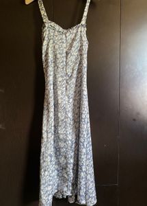 Floral Blue Mesh Maxi Dress