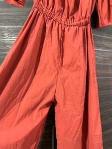 Rust Off-Shoulder Jumpsuit