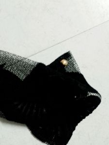 Black Netted New Never Used Shirt Top Pearl Button