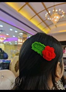 Crochet Rose Hair Clips