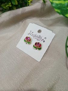 Beautiful Kundhan Lotus Ear Studs