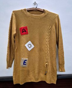 Unique Mustard Knit Sweater Dress