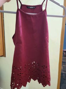 Maroon Sleeveless Top