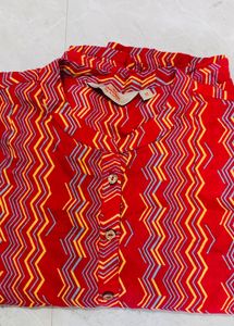 Red Geometric Print Kurta