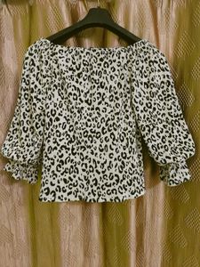 Leopard Print Off-Shoulder Top