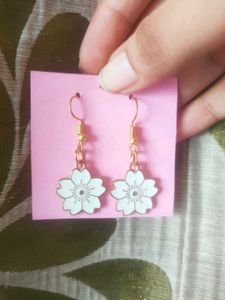 White Flower Earrings