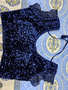 Sparkling Navy Sequin Blouse